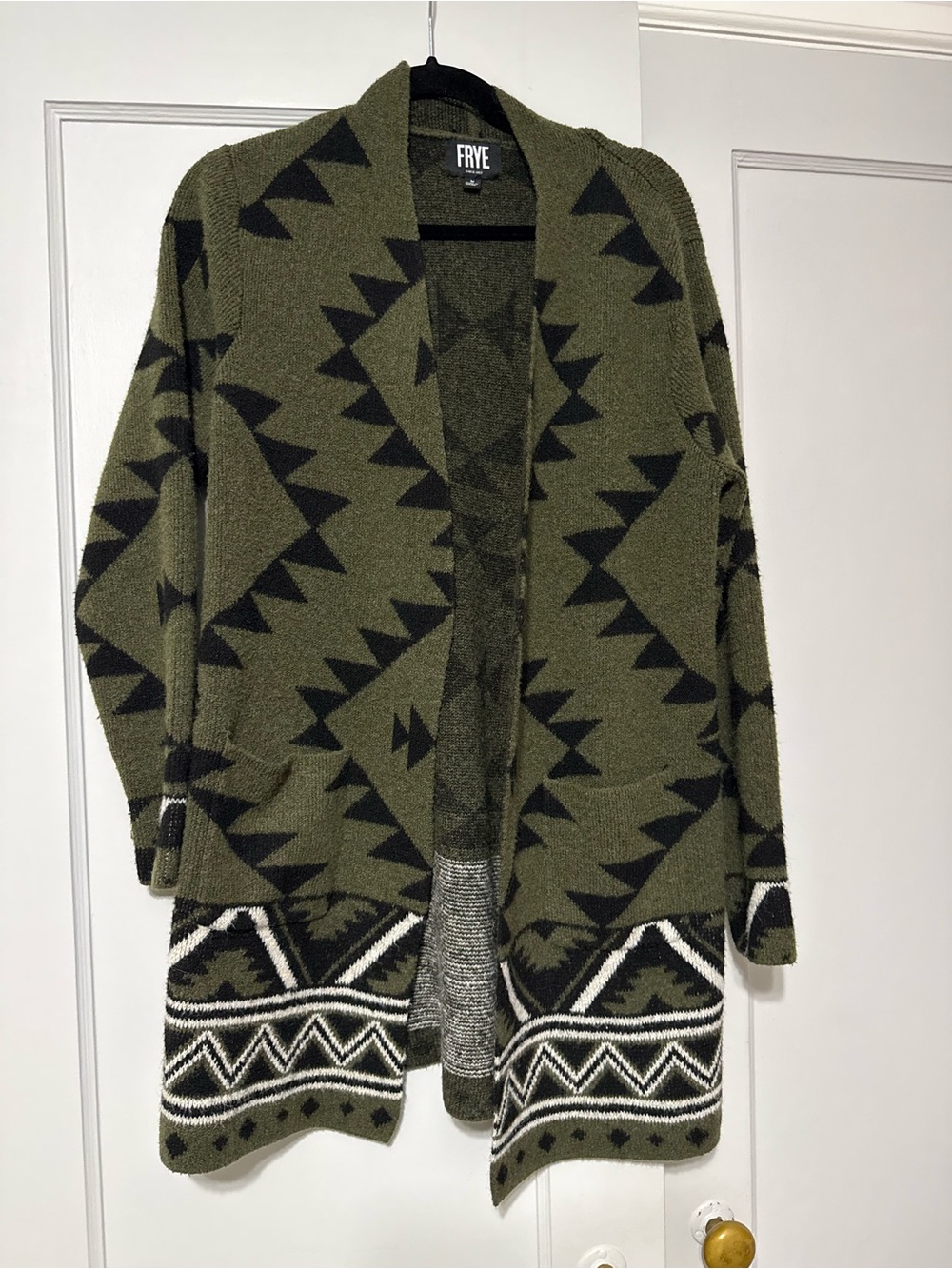 FRYE Olive & Black Knit Cardigan - Picture 1 of 3